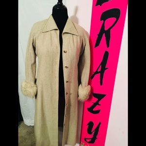 Wool Coat with Fur Cuffs